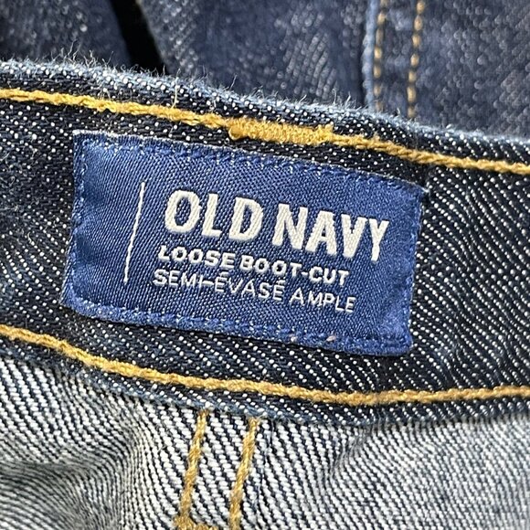 Old Navy Boys Jeans 12 Husky Loose Boot-Cut Dark Wash Adjustable Waist - Picture 3 of 5